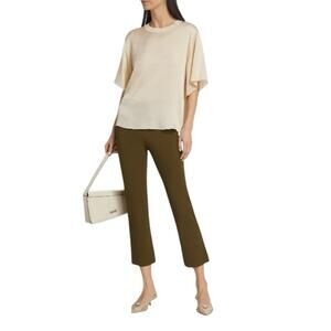 Vince High Rise Stretch Flare Crop Pants in Olive Green XL